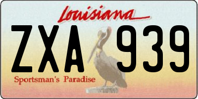 LA license plate ZXA939