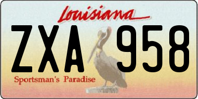 LA license plate ZXA958