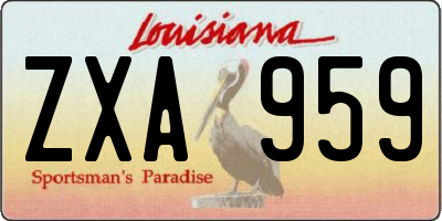 LA license plate ZXA959