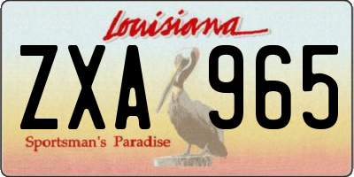 LA license plate ZXA965