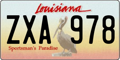 LA license plate ZXA978