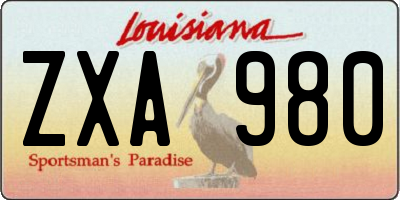LA license plate ZXA980