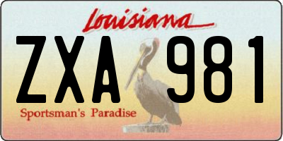 LA license plate ZXA981