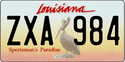LA license plate ZXA984