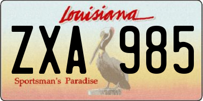 LA license plate ZXA985