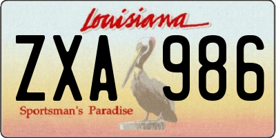 LA license plate ZXA986