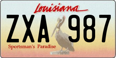 LA license plate ZXA987