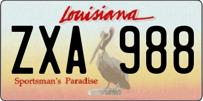 LA license plate ZXA988