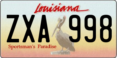 LA license plate ZXA998