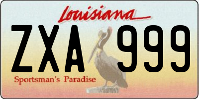 LA license plate ZXA999