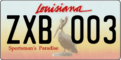 LA license plate ZXB003