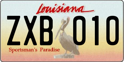 LA license plate ZXB010