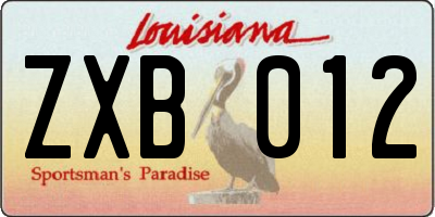 LA license plate ZXB012