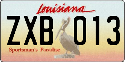 LA license plate ZXB013