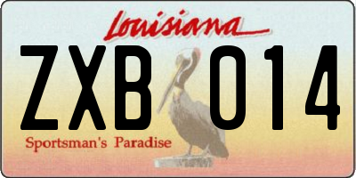 LA license plate ZXB014