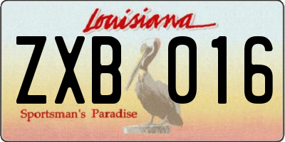 LA license plate ZXB016