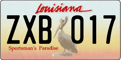 LA license plate ZXB017