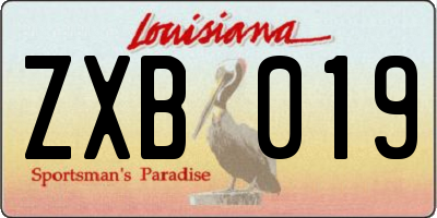 LA license plate ZXB019