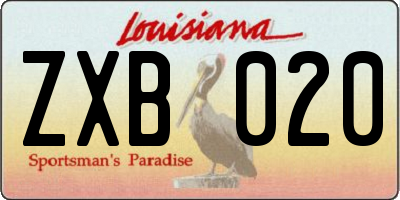 LA license plate ZXB020