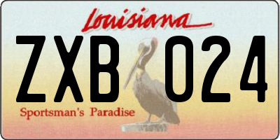 LA license plate ZXB024