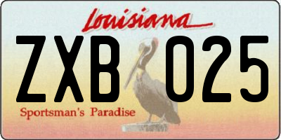 LA license plate ZXB025