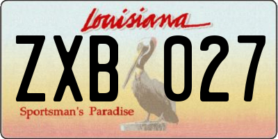 LA license plate ZXB027