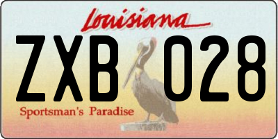 LA license plate ZXB028