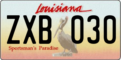 LA license plate ZXB030