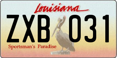 LA license plate ZXB031