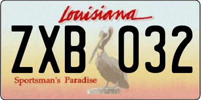 LA license plate ZXB032