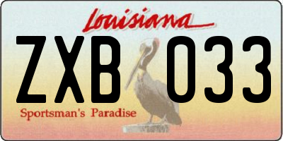 LA license plate ZXB033