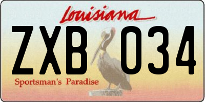 LA license plate ZXB034