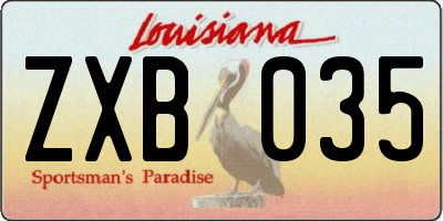 LA license plate ZXB035