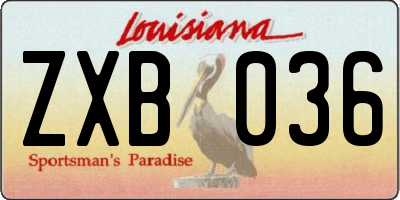 LA license plate ZXB036