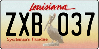 LA license plate ZXB037