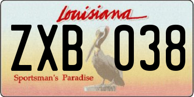 LA license plate ZXB038