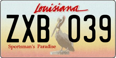 LA license plate ZXB039