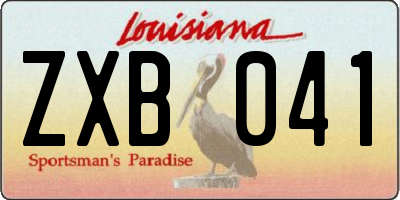 LA license plate ZXB041