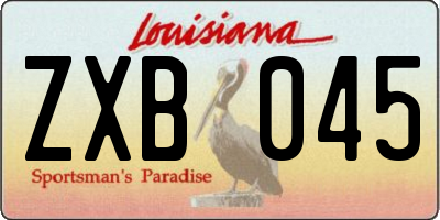 LA license plate ZXB045