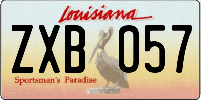 LA license plate ZXB057