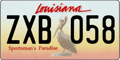 LA license plate ZXB058