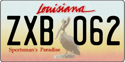 LA license plate ZXB062