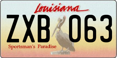 LA license plate ZXB063