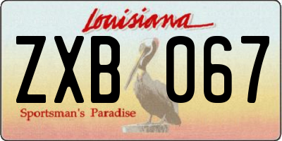 LA license plate ZXB067