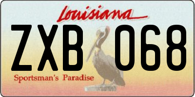 LA license plate ZXB068