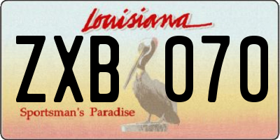 LA license plate ZXB070