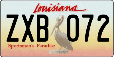 LA license plate ZXB072