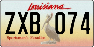 LA license plate ZXB074