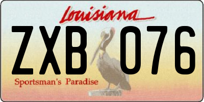 LA license plate ZXB076