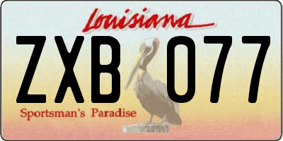 LA license plate ZXB077